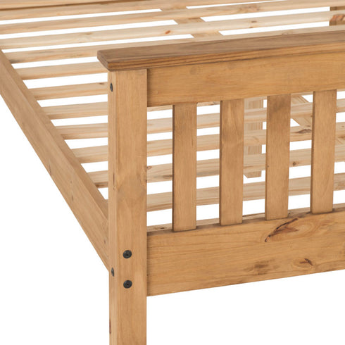Monaco 4FT6 Bed High Foot End - Distressed Waxed Pine
